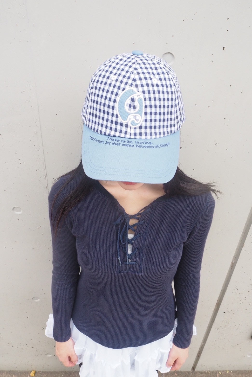 Gingham Logo Embroidery Cap – ANNGOOSE