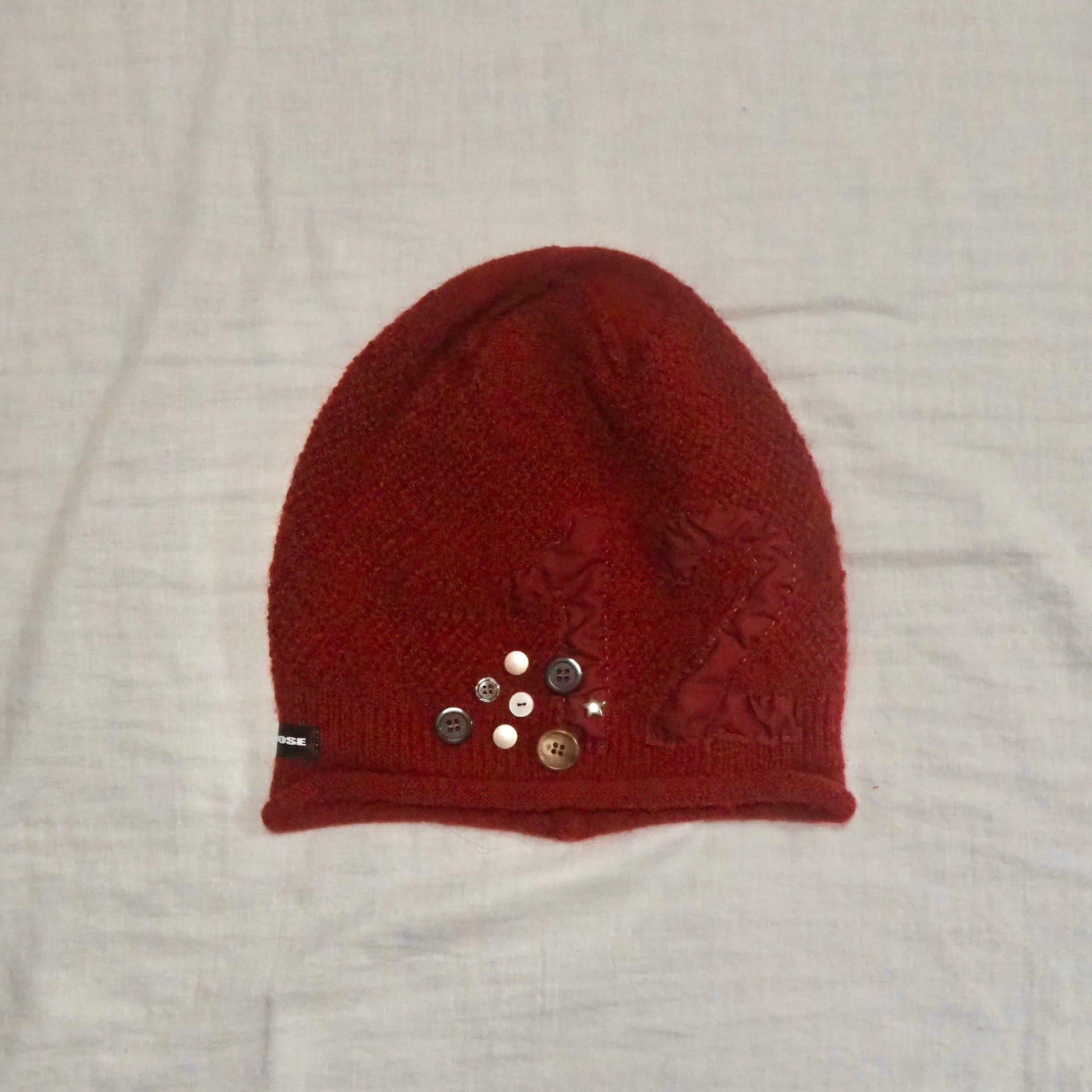 Button Knit Beanie【Red】