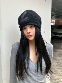 Button Knit Beanie【Black】