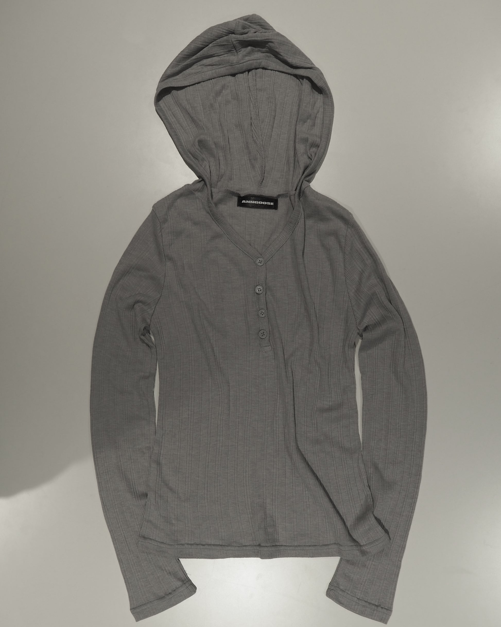henry-neck hoodie cutsewn