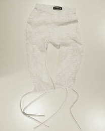Sheer-Lace Ribon Leggings