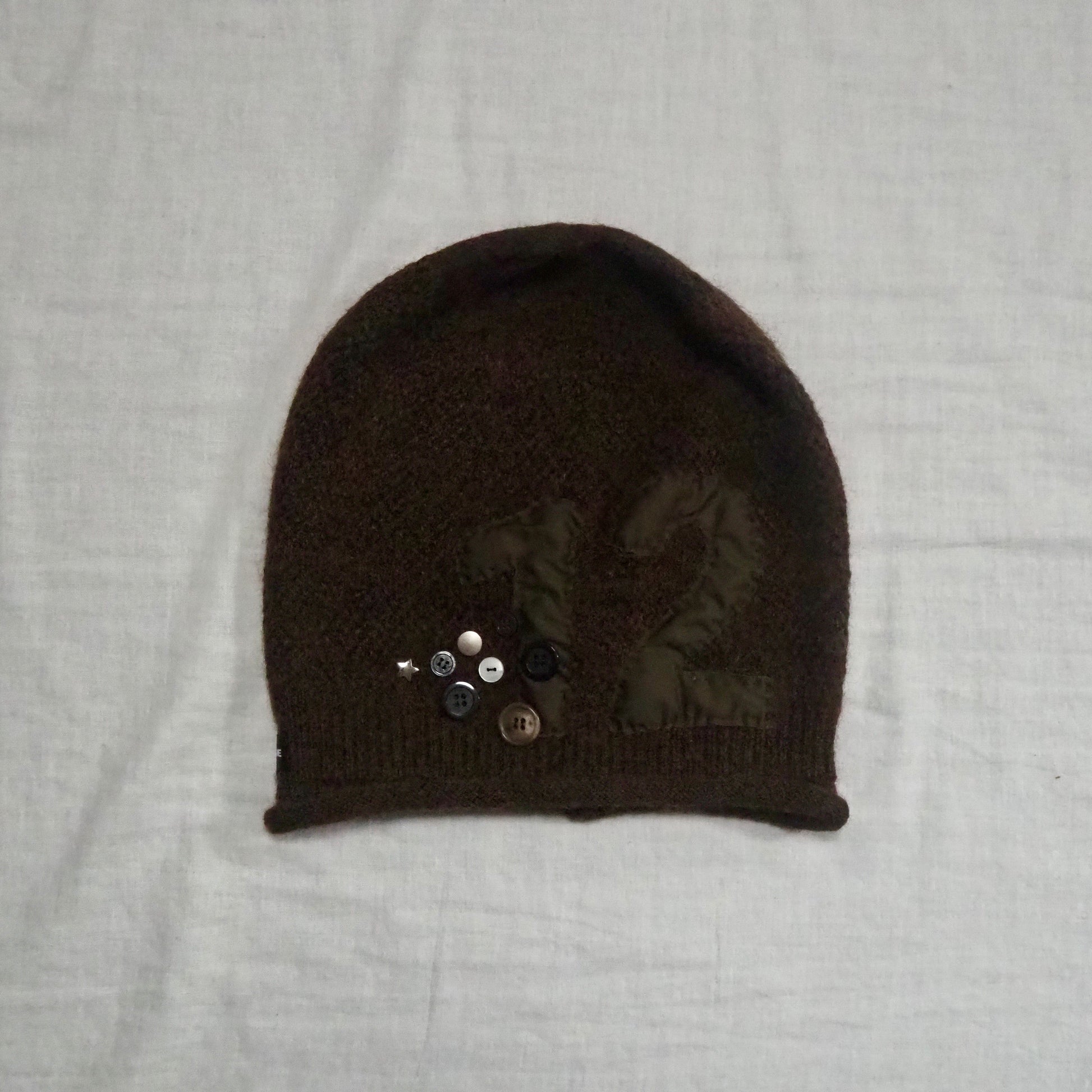 Button Knit Beanie【Brown】