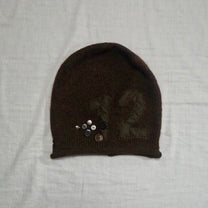 Button Knit Beanie【Brown】