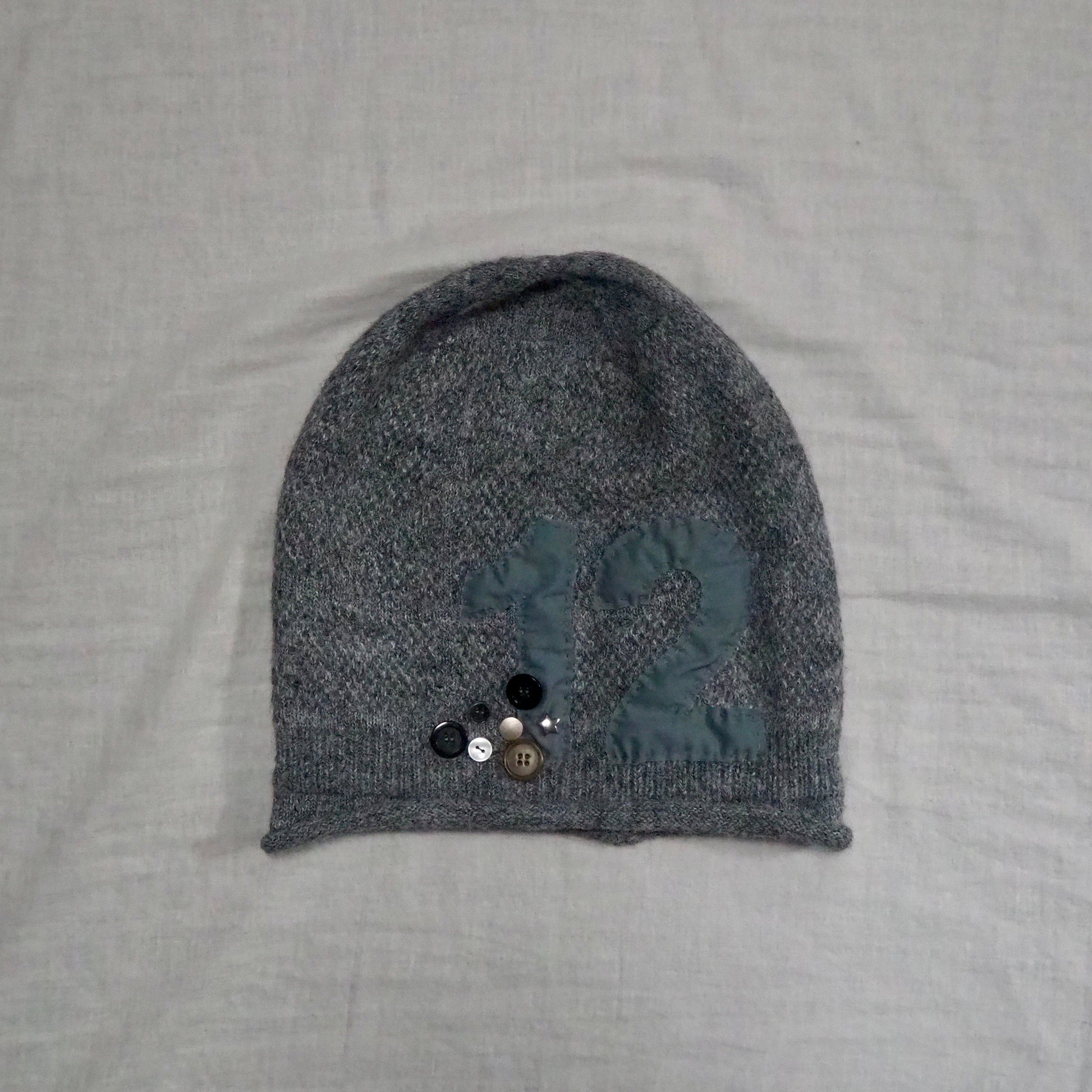 Button Knit Beanie【Gray】