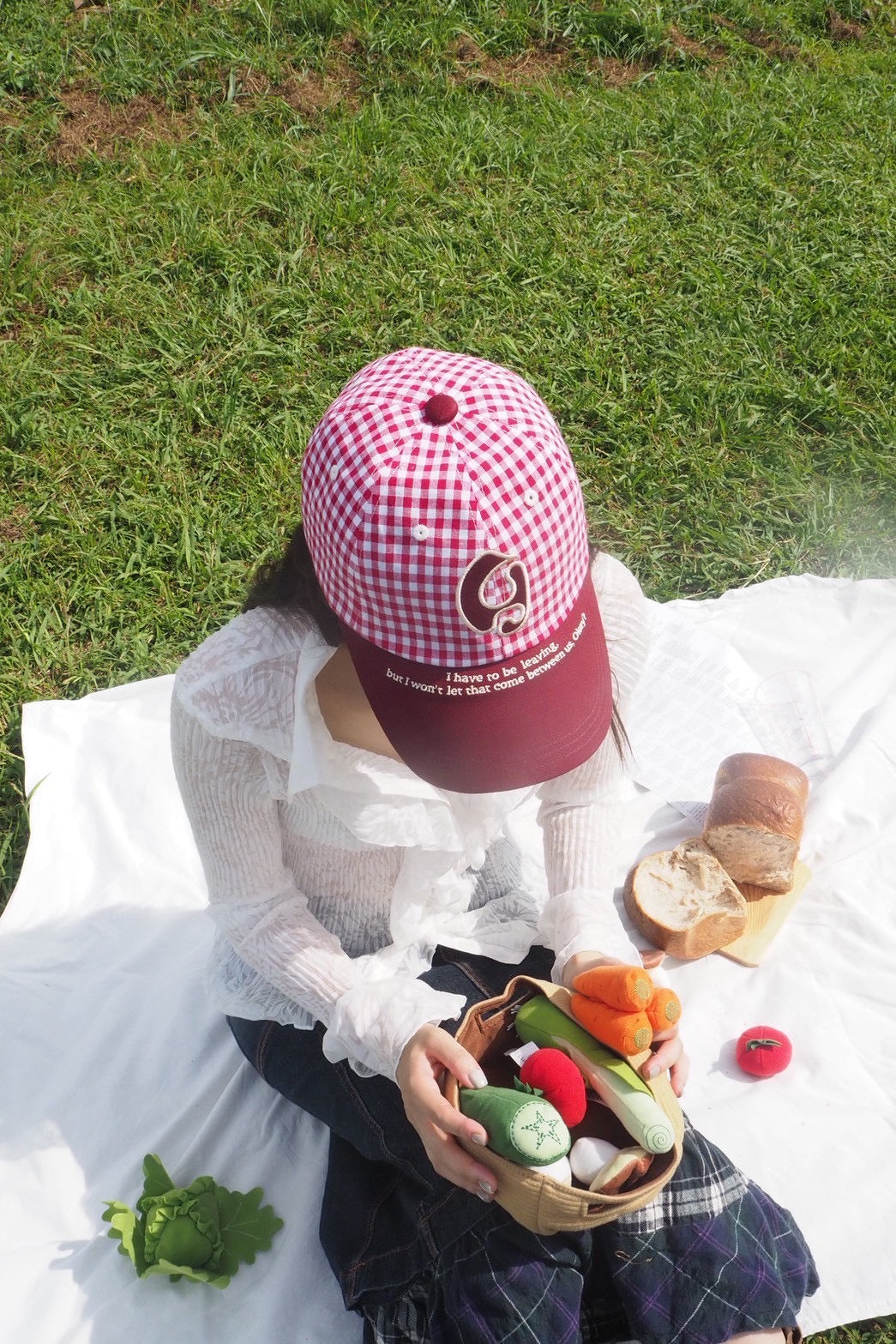 Gingham Logo Embroidery Cap
